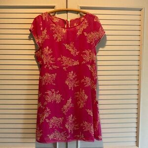 Free People Floral Lined Dress in Brilliant or Bright Pink Large